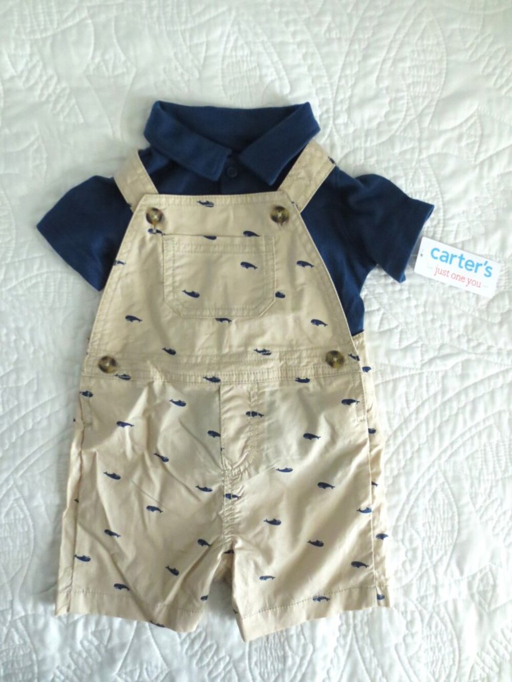 Carter's Coastal Whale Print Boy's Overall Set
